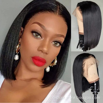 Wholesale 13x4 Lace Brazilian human hair bob wig short bob wig for black women pre plucked virgin hair lace wig with baby hair